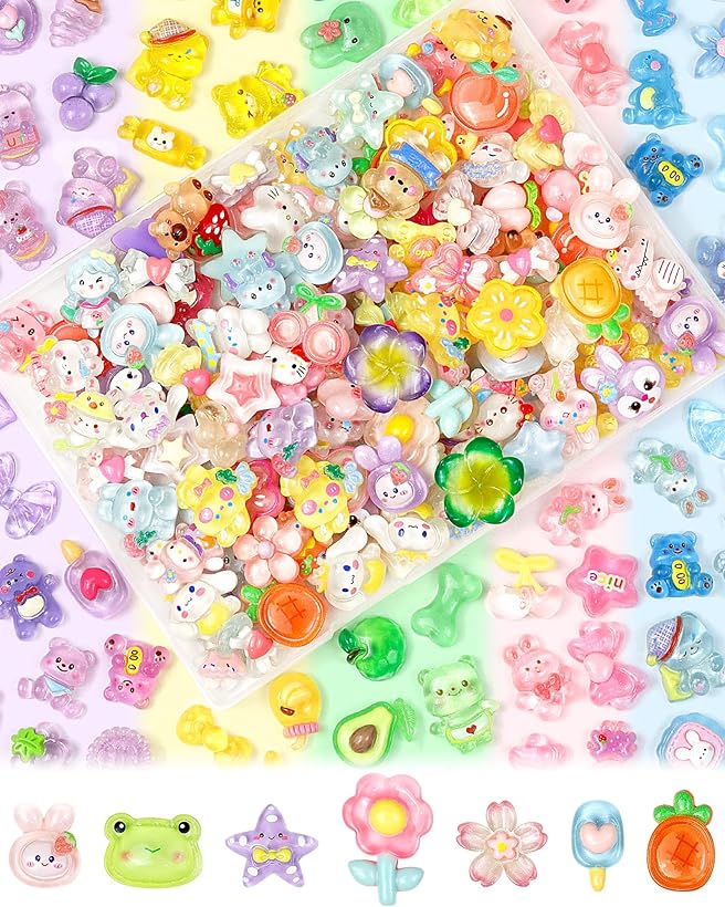 FIVEIZERO 100PCS Cute Slime Charms